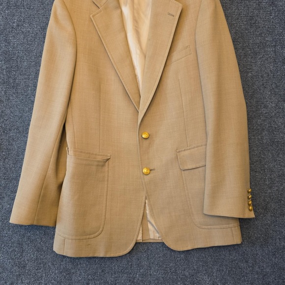 Chaps by Ralph Lauren Other - Chaps Ralph Lauren Blazer Sport Coat Mens 46 Beige‎ Gold Button USA Jacket FLAWS
